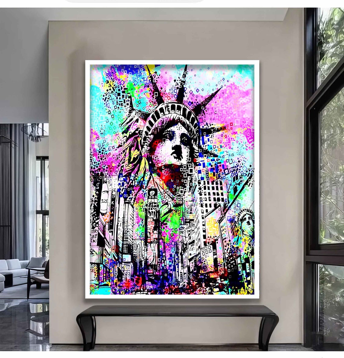 Statue Of Liberty Wall Art Nyc Statue Of Liberty Statue Of Liberty Abstract Art Iconic Sculpture Painting New York City - Image 5