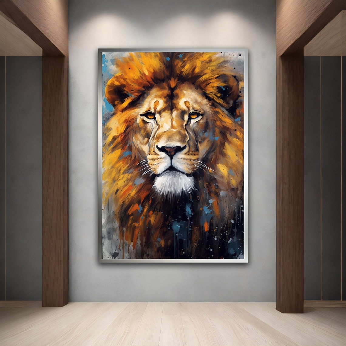 Colorful Lion Head Portrait Abstract Painted Wildlife Wall Art Poster - Image 3