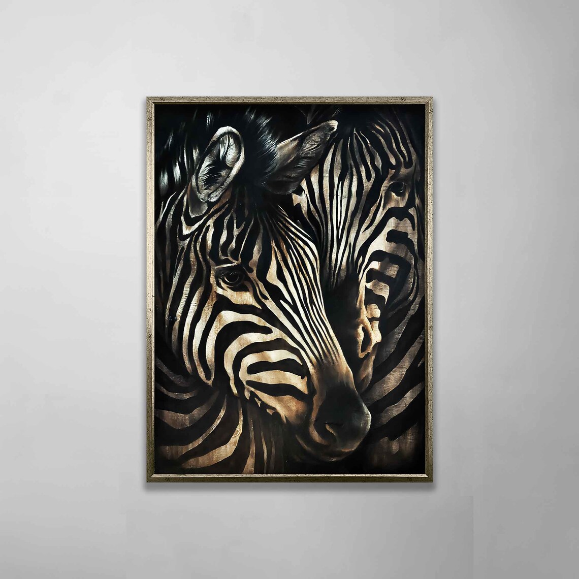 Zebra Close Up Black White Striped Portrait Dramatic Wildlife Art Poster - Image 3