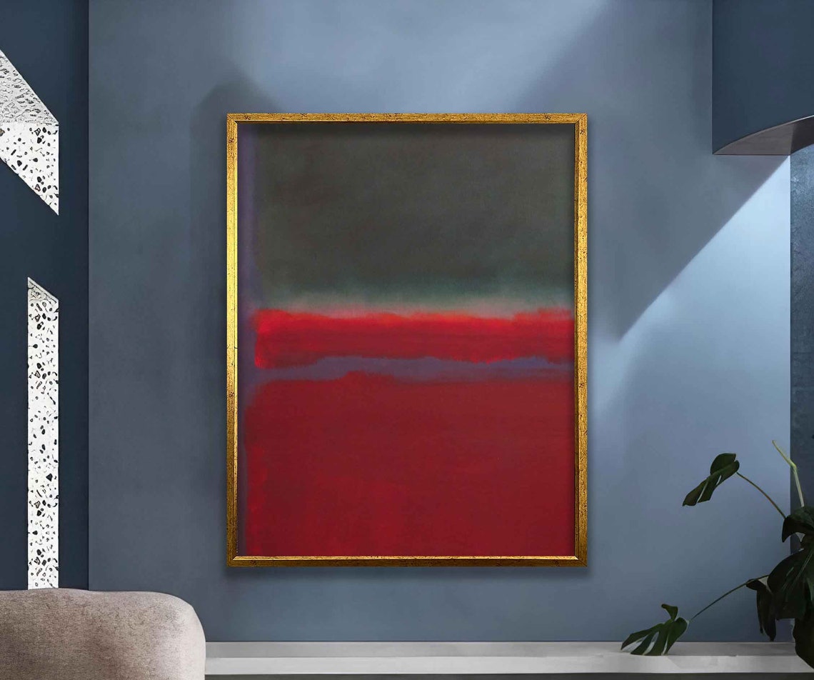 Rothko Style Red Stripe Dark Color Field Abstract Modern Art Poster - Image 4