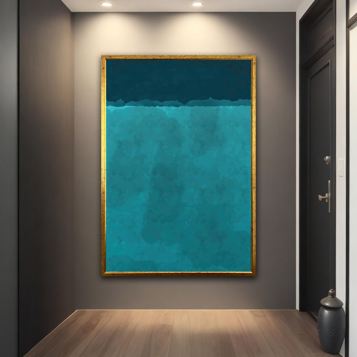 Turquoise Color Field Abstract Painting In Rothko Style Wall Art - Image 3
