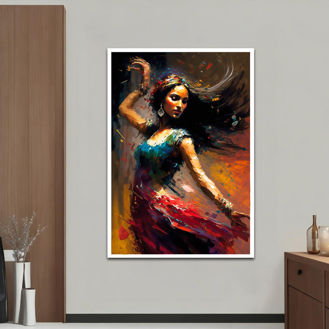 Flamenco Dancer Red Skirt Swirling Hair Expressive Dance Art Print - Image 2