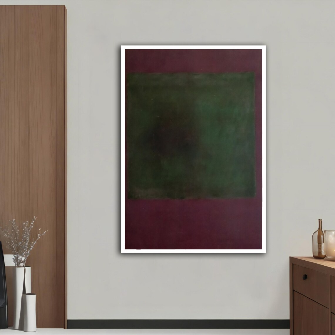 Rothko Style Green Maroon Color Field Abstract Wall Art Poster - Image 3