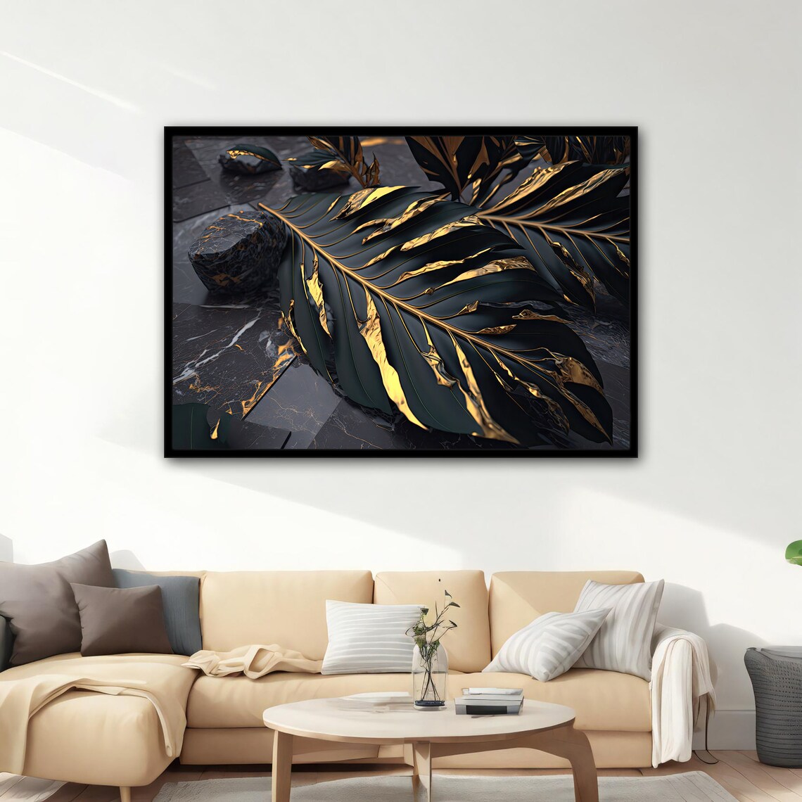 Black And Gold Leaf Modern Abstract Poster - Image 5