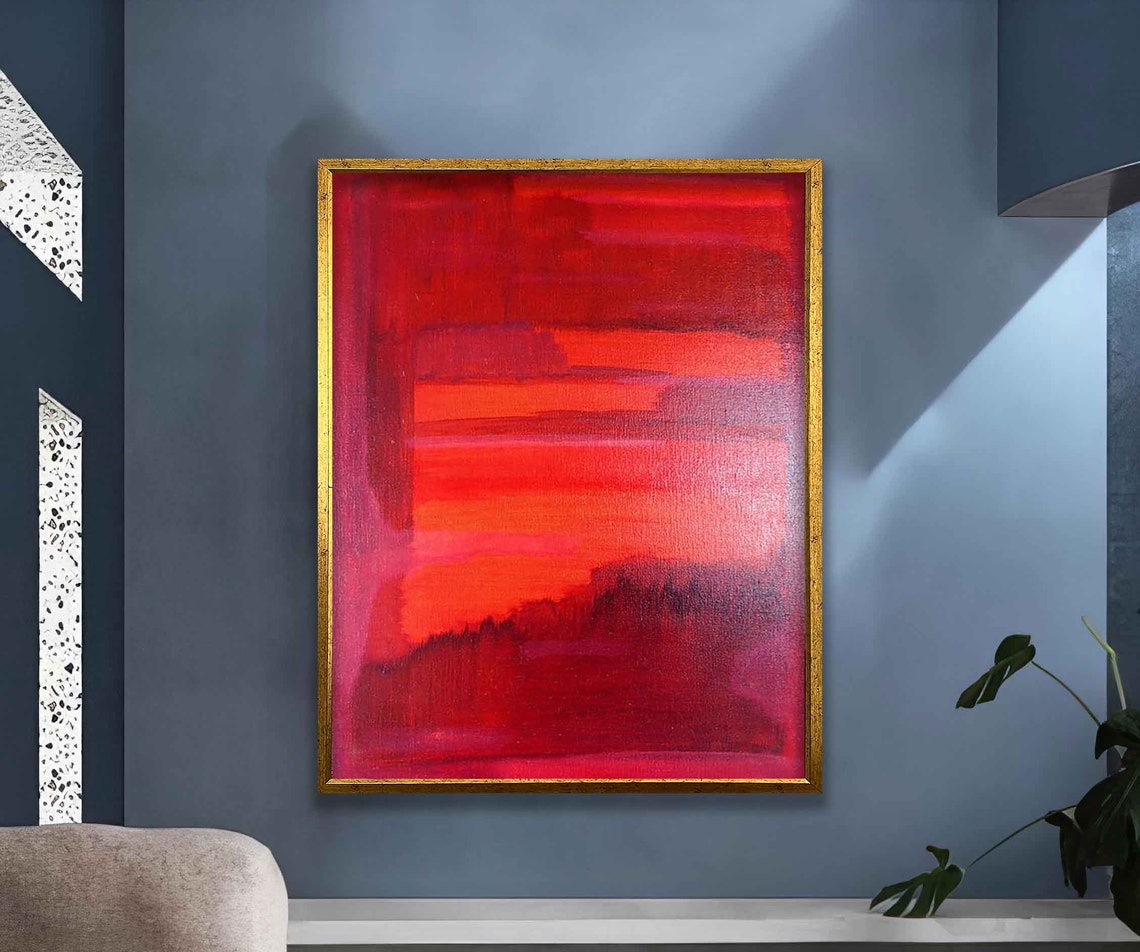 Rothko Style Red Color Field Abstract Blocks Crimson Modern Art Poster - Image 2