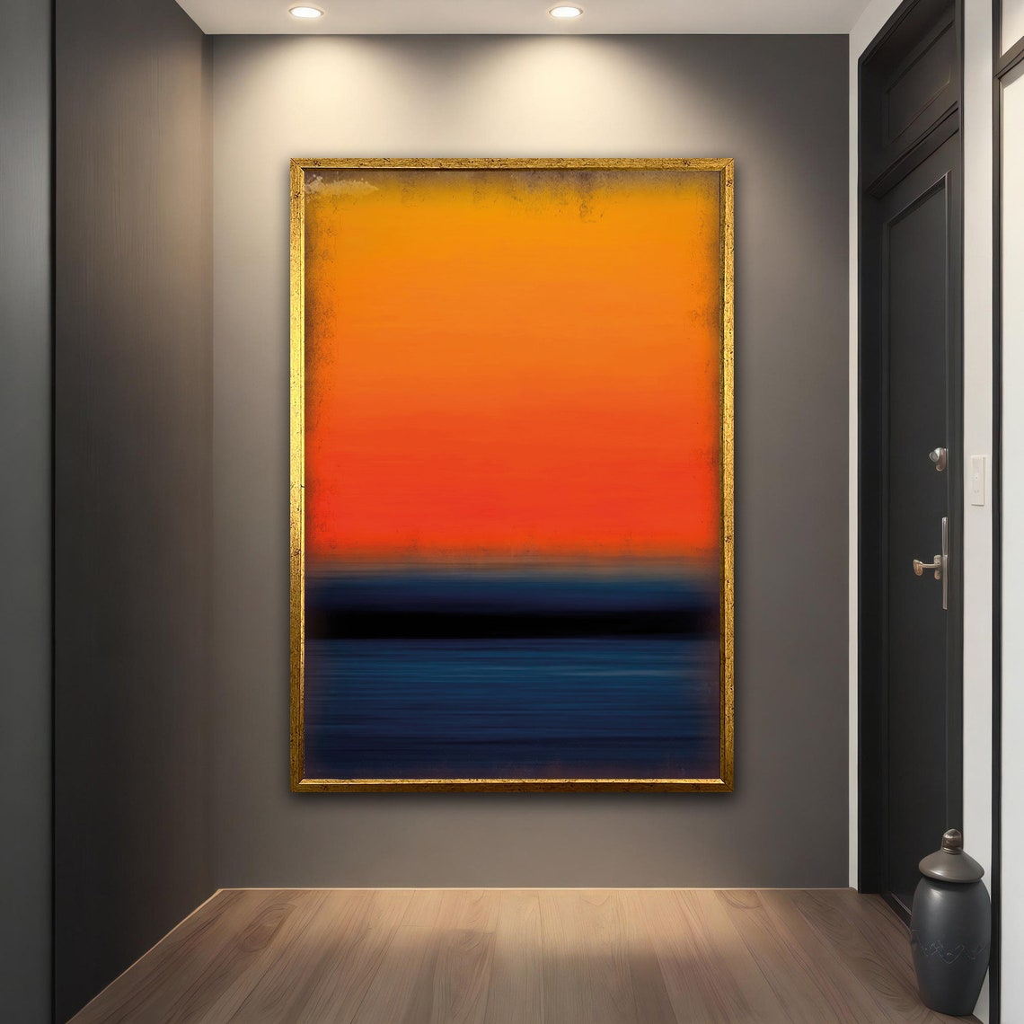 Sunset Orange Blue Gradient Abstract Minimalist Wall Art Poster - Image 2