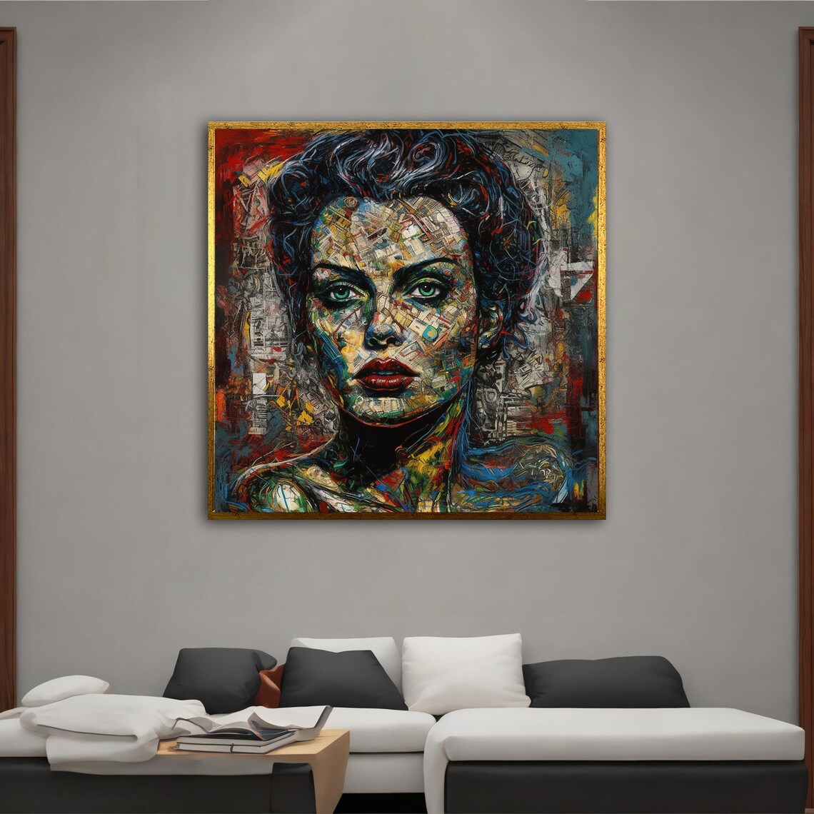 Urban Street Art Woman Portrait With Graffiti Collage Face Poster - Image 4