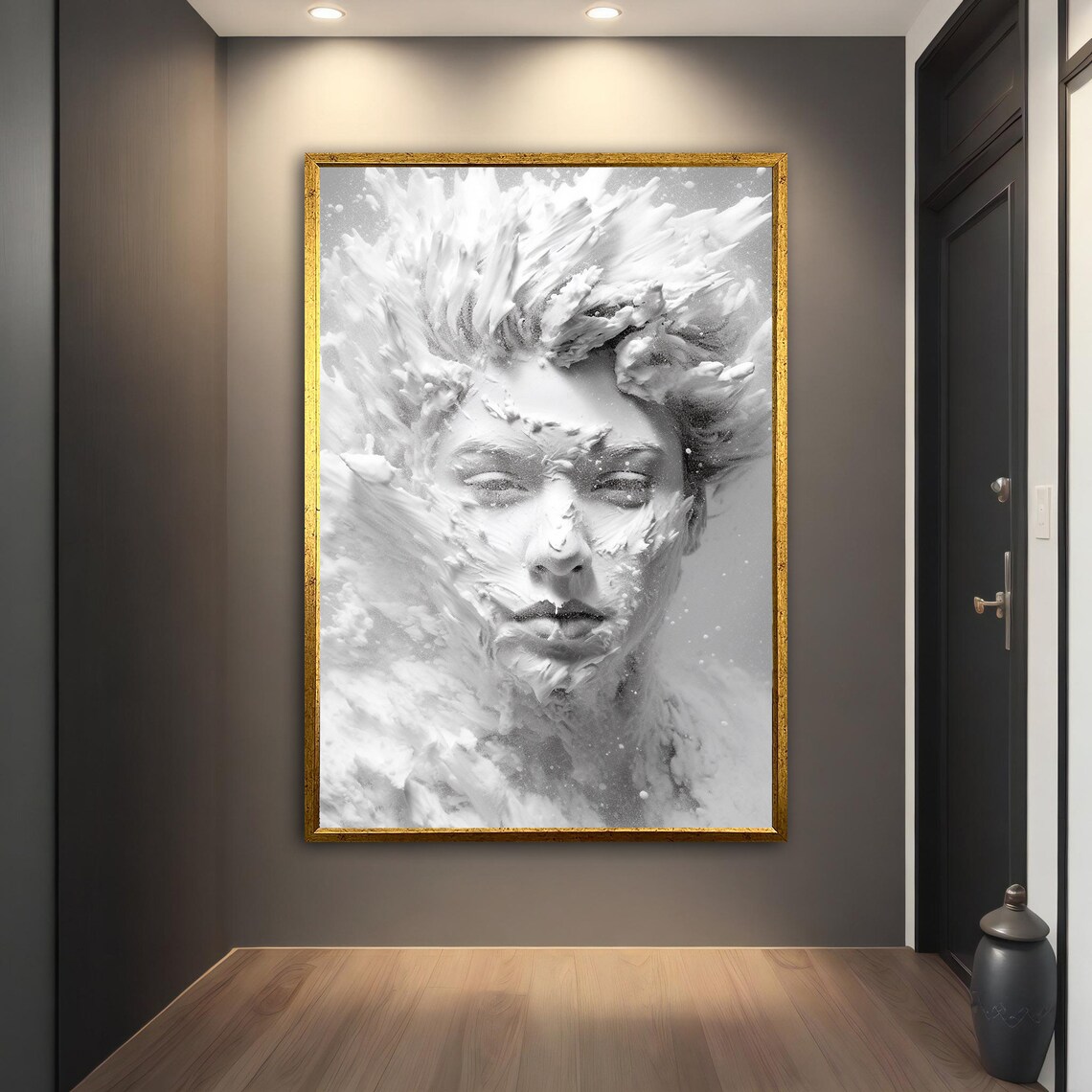White 3d Looking Sculpture Woman Painting Beautiful Sculpture Woman Wall Art Woman Poster Framed Sculpture Woman Print - Image 3