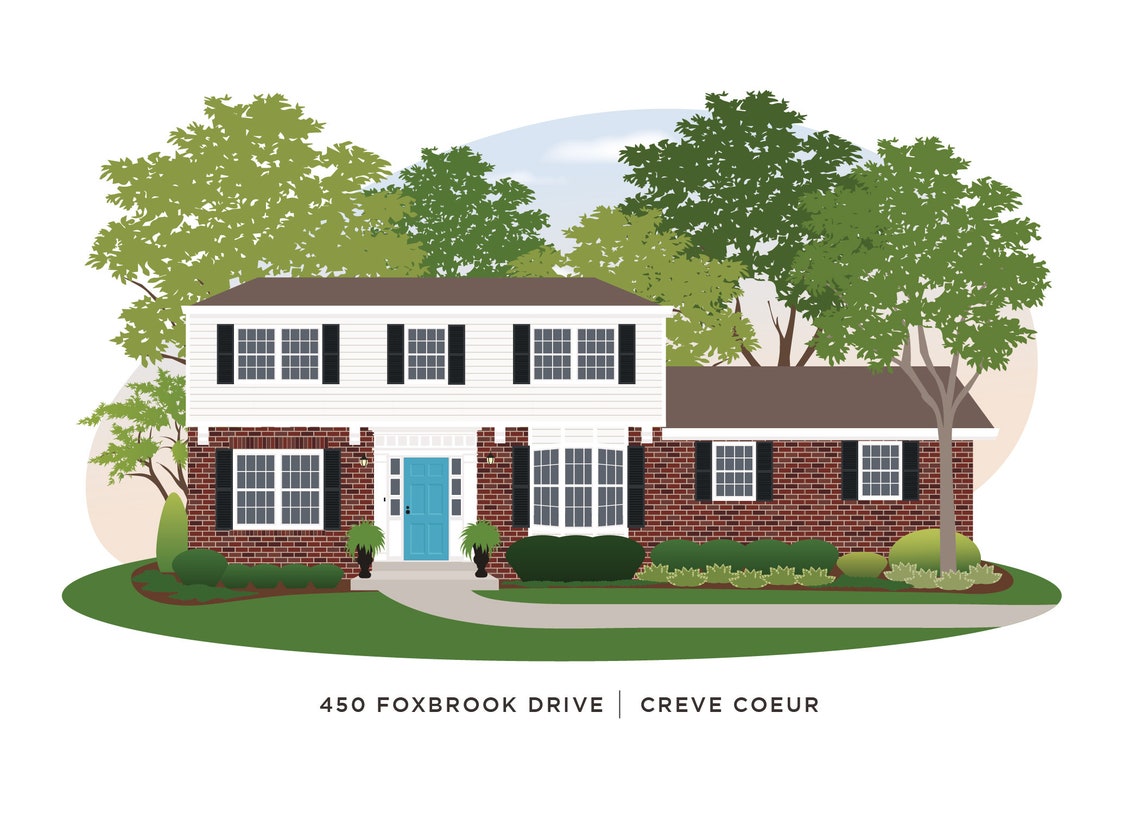 Custom Mid Century Modern House Portrait Los Gatos California Poster - Image 2