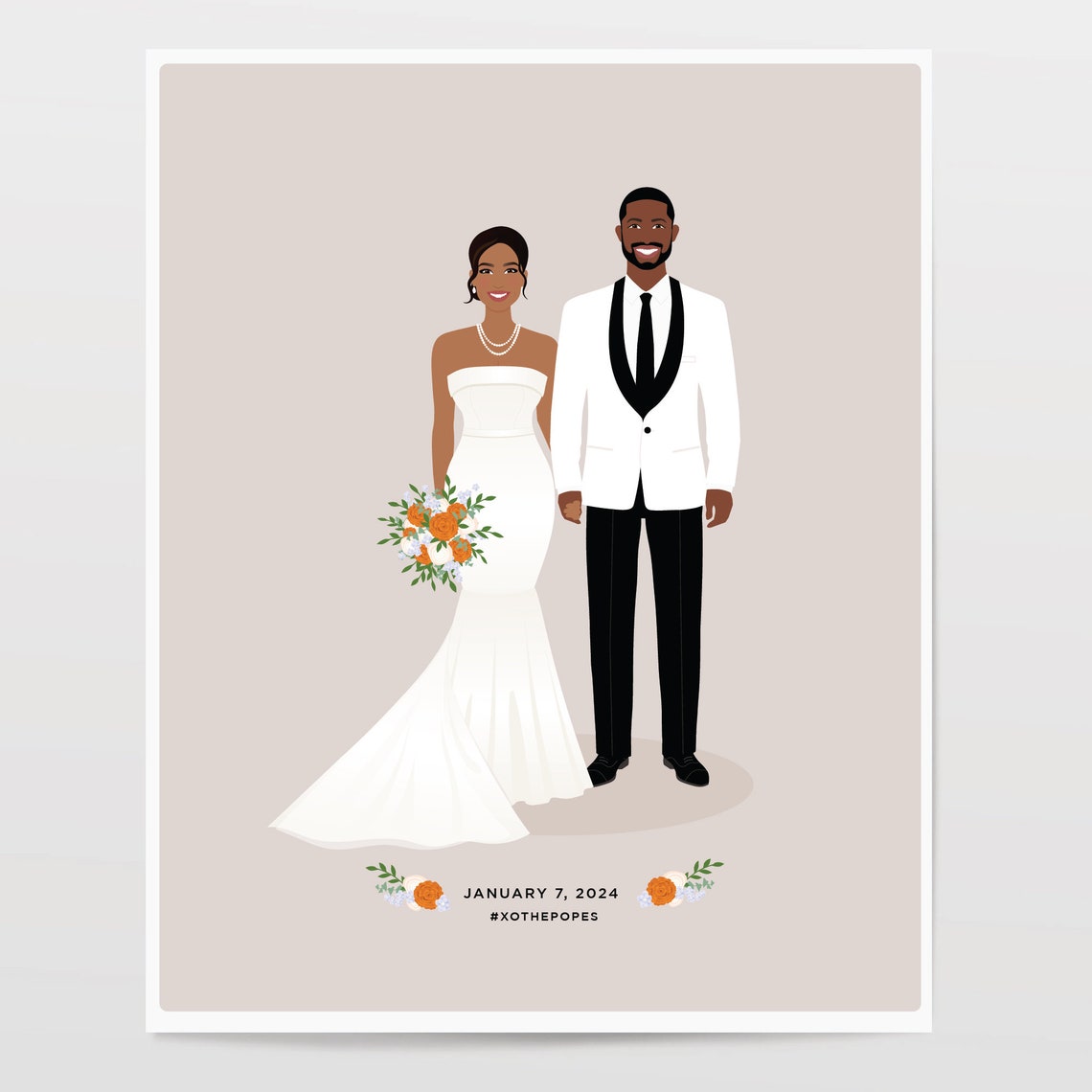 Modern Same Sex Wedding Couple Portrait With Two Dogs Poster - Image 5