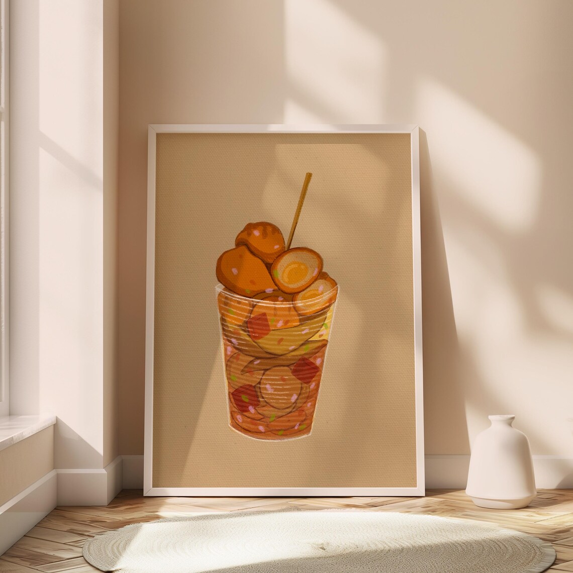 Filipino Street Food Fishball Cup Illustration Poster for Kitchen Wall Decor