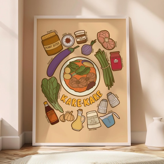 Karekare Satin Poster Food Art Print Filipino Cuisine Decor Kitchen Wall Unique Gift Idea For Home