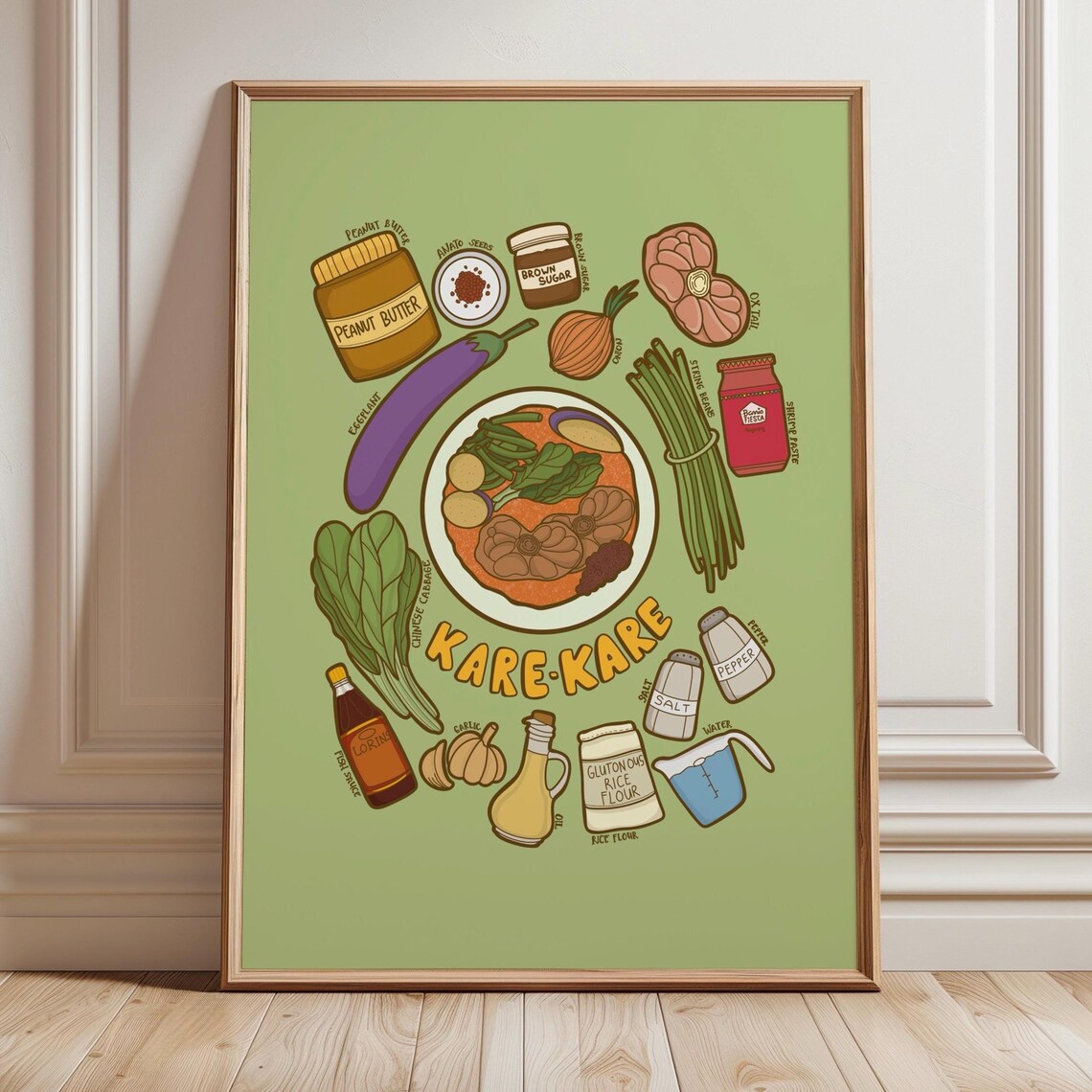 Kare Kare Filipino Peanut Stew Recipe Illustration Kitchen Art Poster