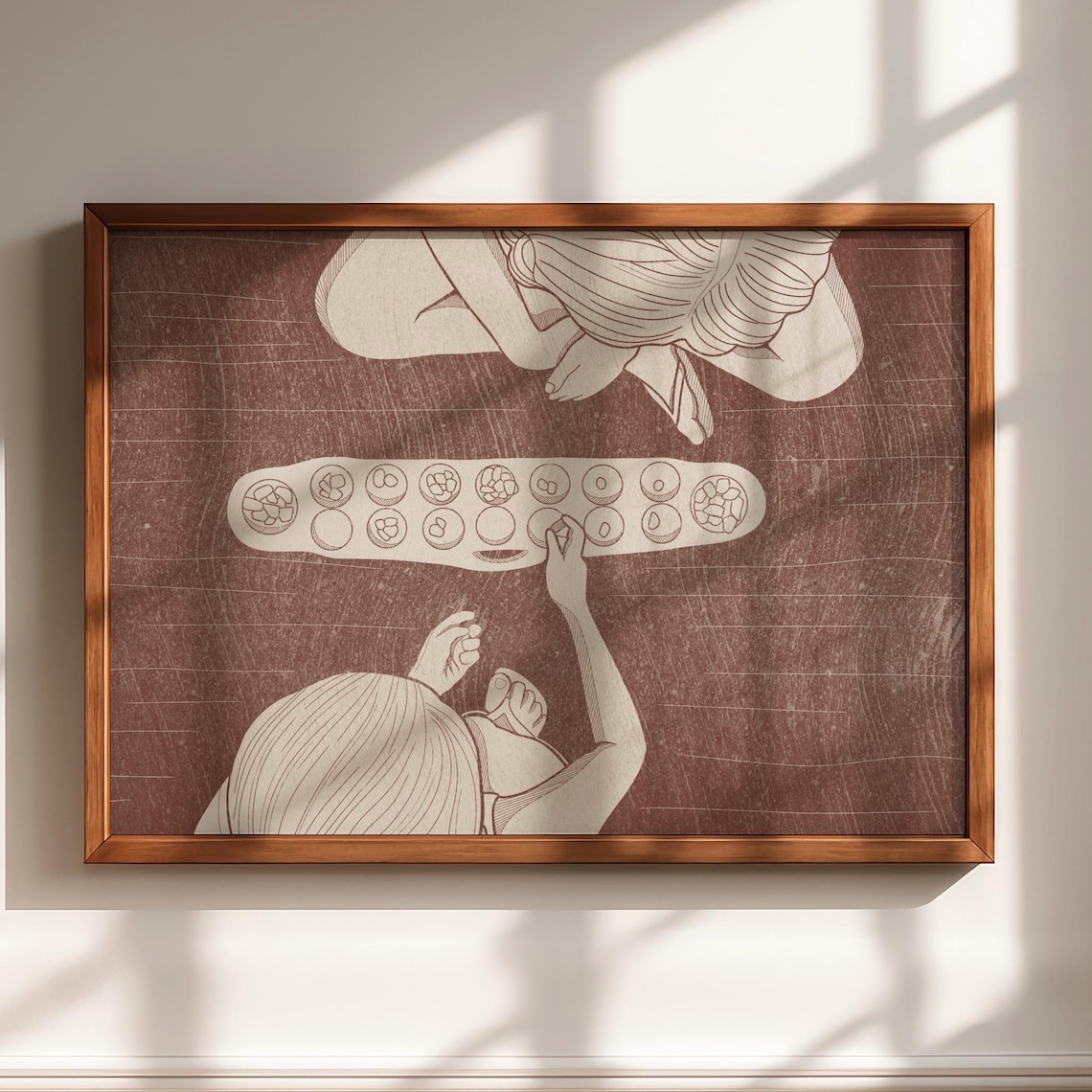 Filipino Sungka Game Art Print, Philippine Decor
