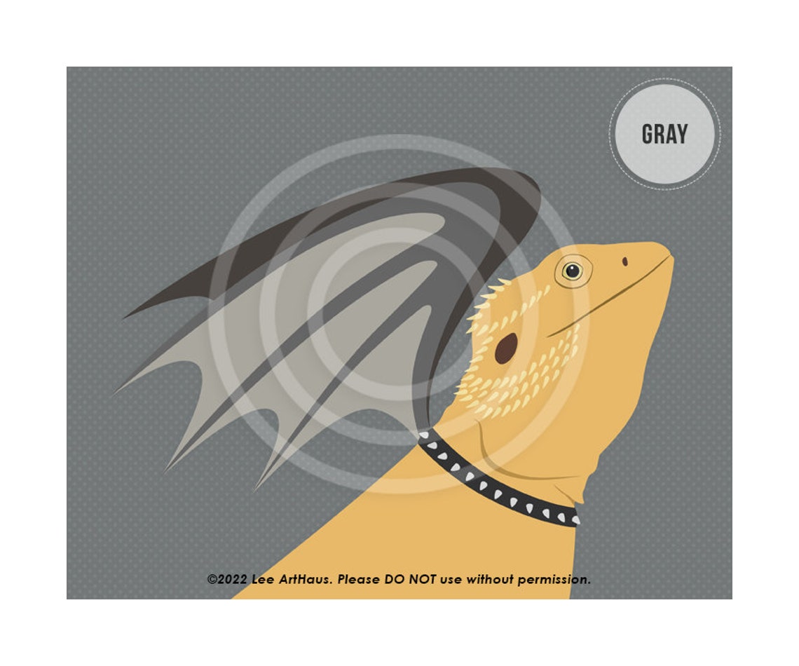 Bearded Dragon With Wings Spiked Collar Red Funny Reptile Poster - Image 4