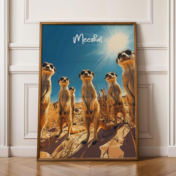 Meerkat Wall Art Print Cute Animal Home Decor Nursery Room Decoration Wildlife Illustration Gift Safari Poster