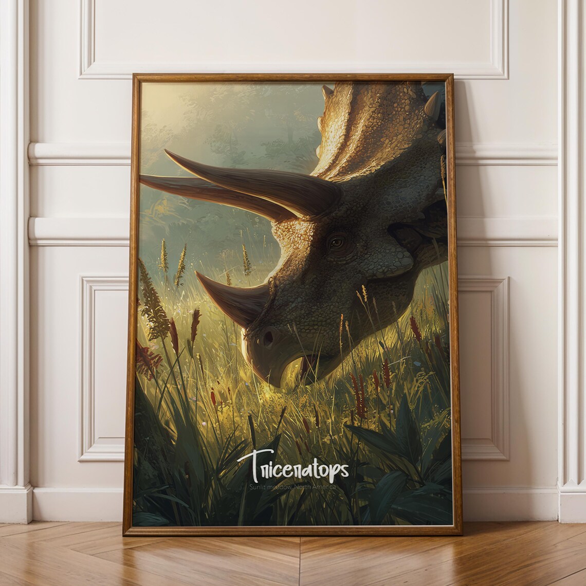 Triceratops Jurassic Nursery Wall Art Print