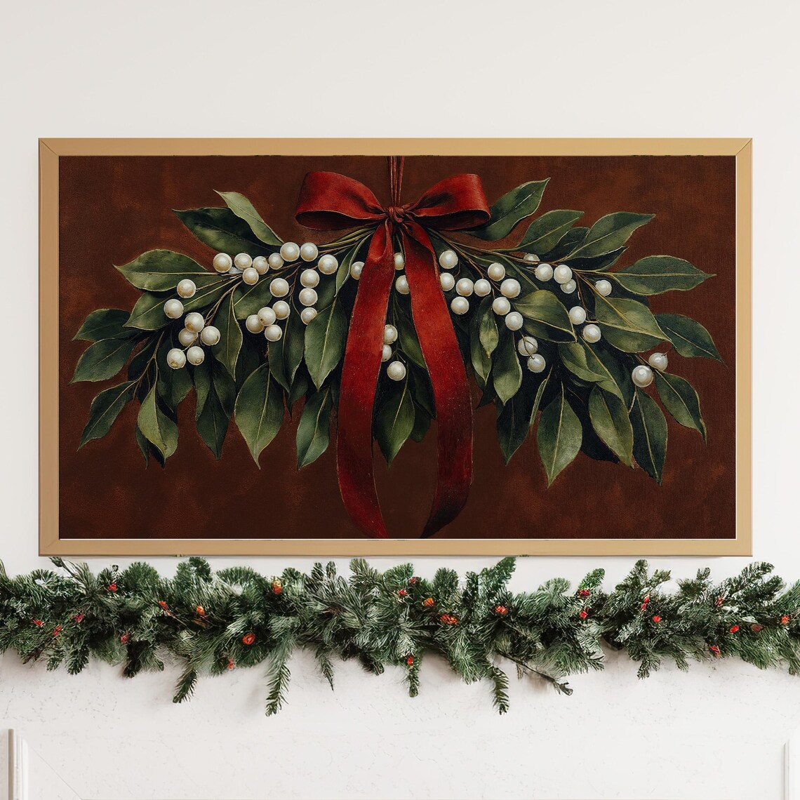 Christmas Mistletoe Botanical Berries Art Print - Image 4