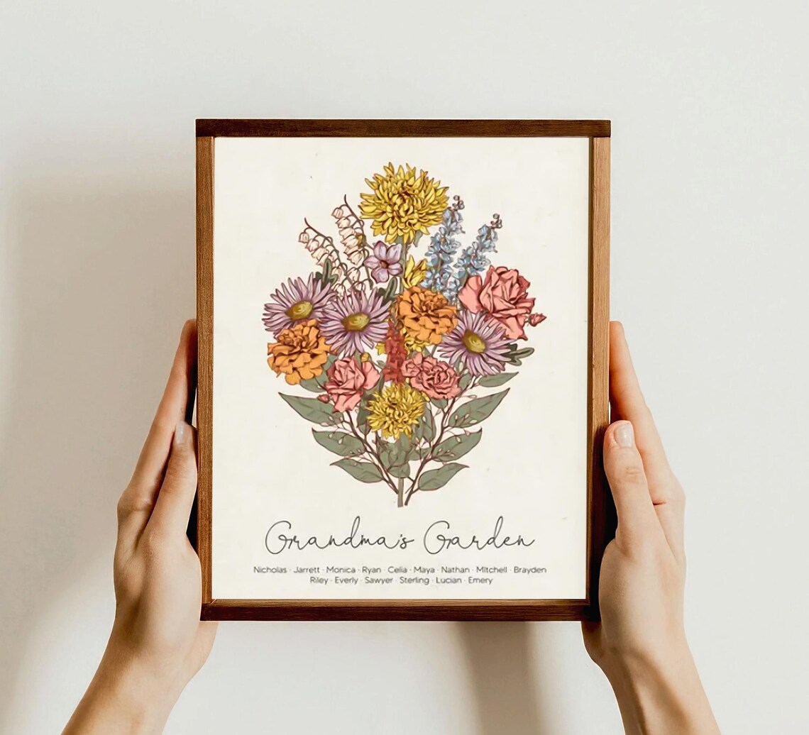 Birth Flower Bouquet, Gift for Grandma and Mom - Image 3