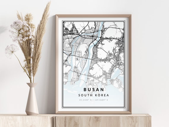 Busan City Map Print Poster Wall Art Geographic