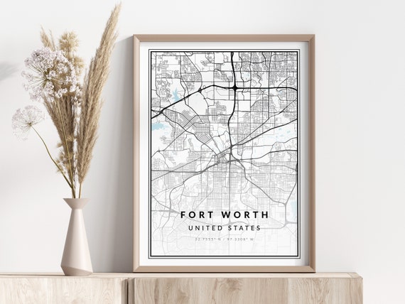 Fort Worth Map Print Poster Wall Art Geographic