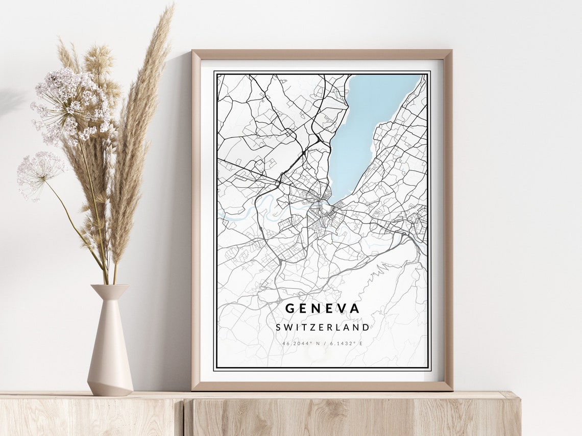 Geneva City Map Print Poster Wall Art Geographic