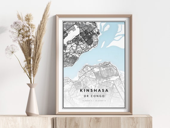 Kinshasa City Map Print Poster Wall Art Geographic