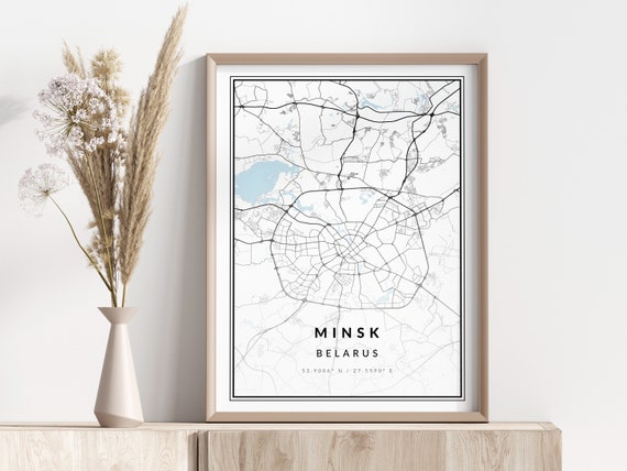 Minsk City Map Print Poster Wall Art Geographic
