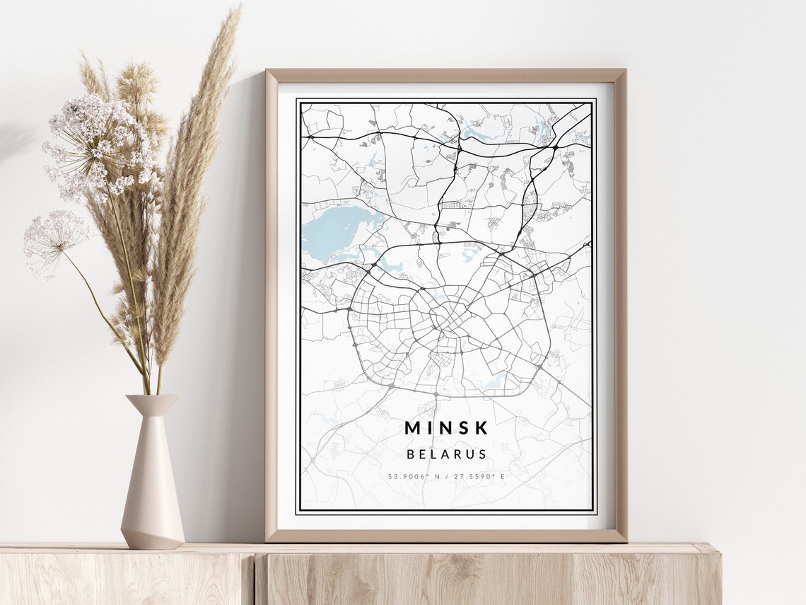 Minsk City Map Print Poster Wall Art Geographic