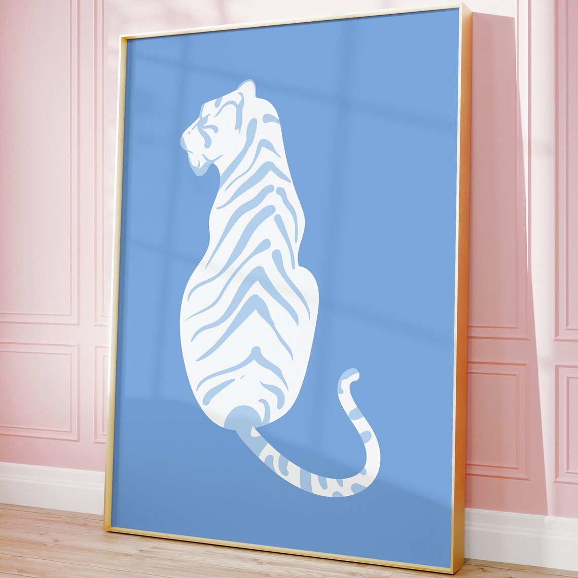 Blue Tiger Preppy Poster for Dorm Room Decor
