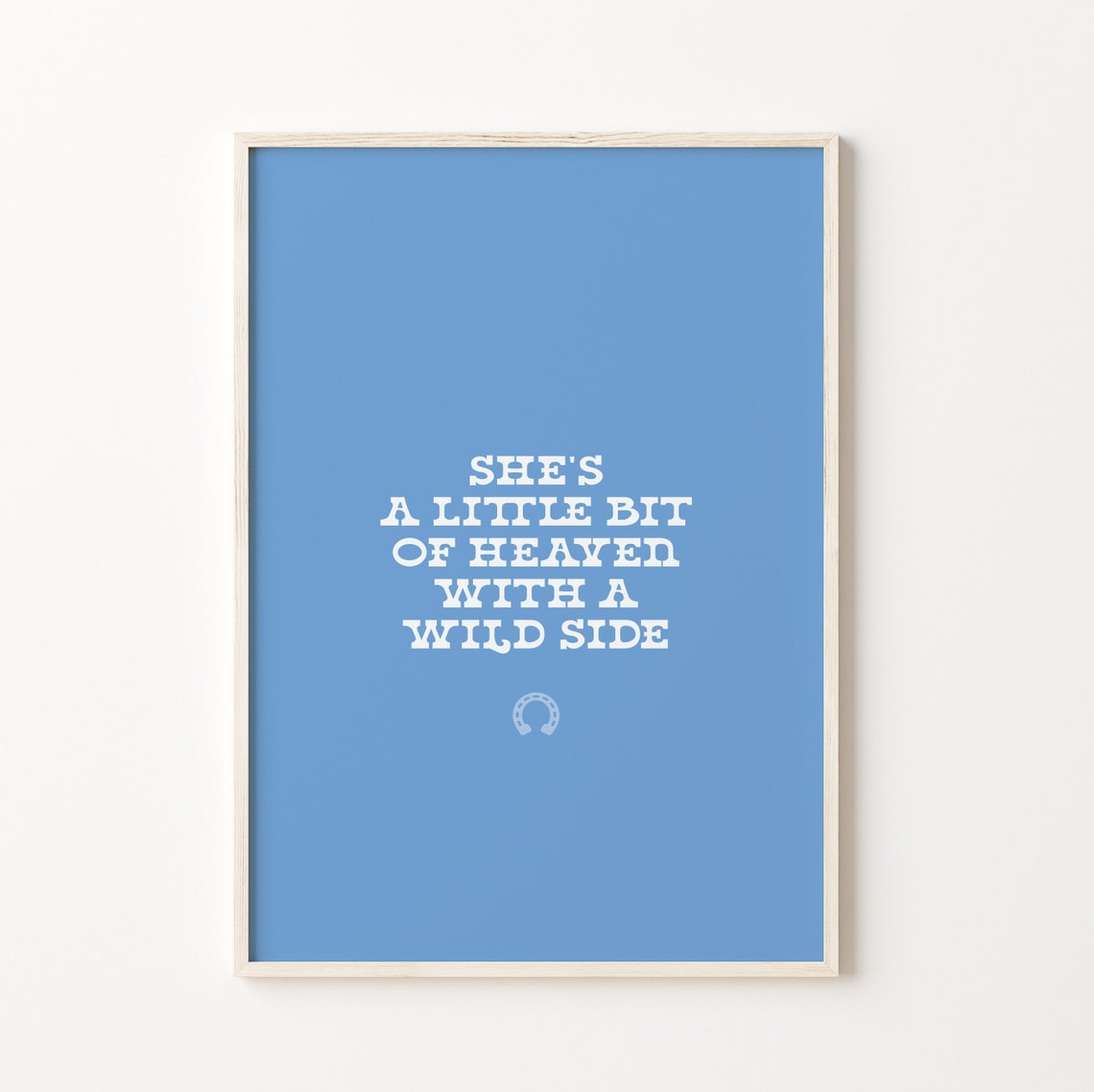 Blue Preppy Cowgirl Quote Poster Muted Blue College Apartment Wall Art Light Blue Dorm Room Aesthetic Print Trendy Western Bar Cart Decor