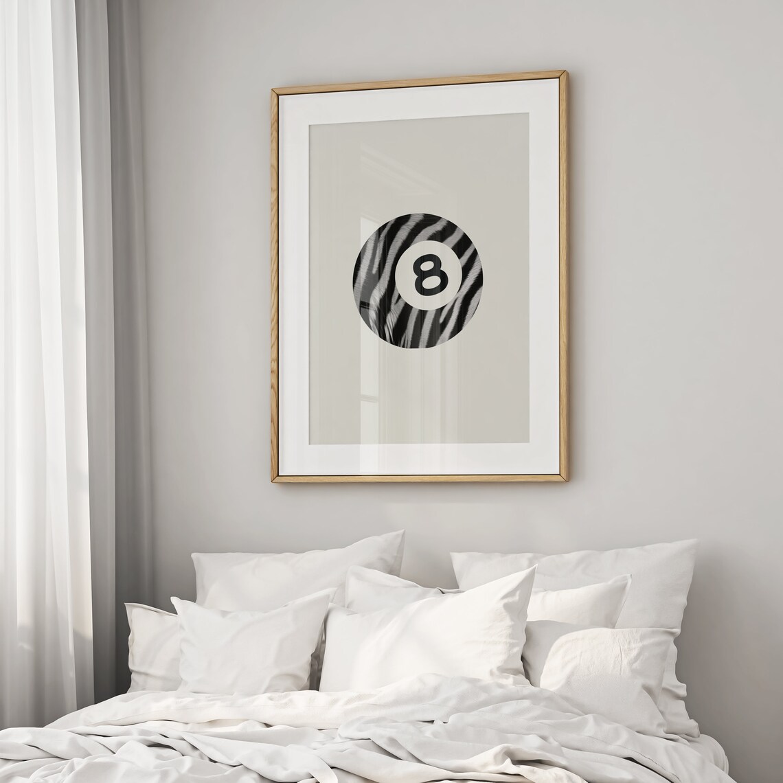 Zebra Stripe 8 Ball Minimalist Retro Animal Style Art Poster - Image 2