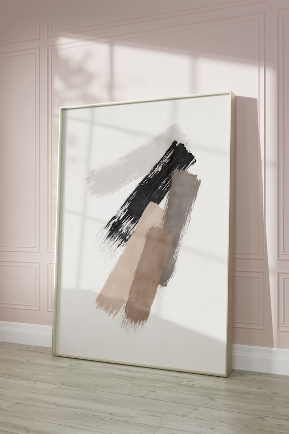 Neutral Brush Stroke Abstract Minimalist Japandi Art Poster For Living Room Decor