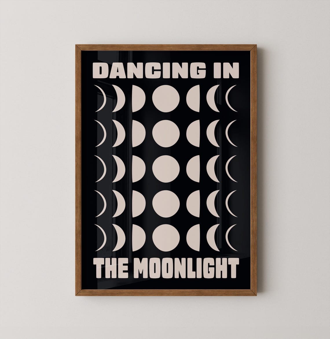 Dancing In The Moonlight Moon Phases Retro Black Beige Wall Poster