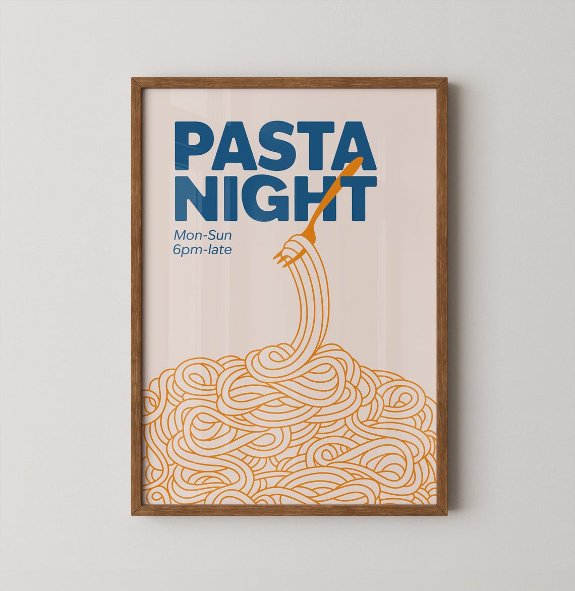 Pasta Night Spaghetti Wall Art Poster