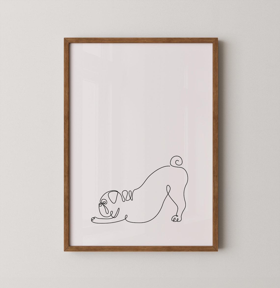 Stretchy Pug Dog Line Art Minimal Poster