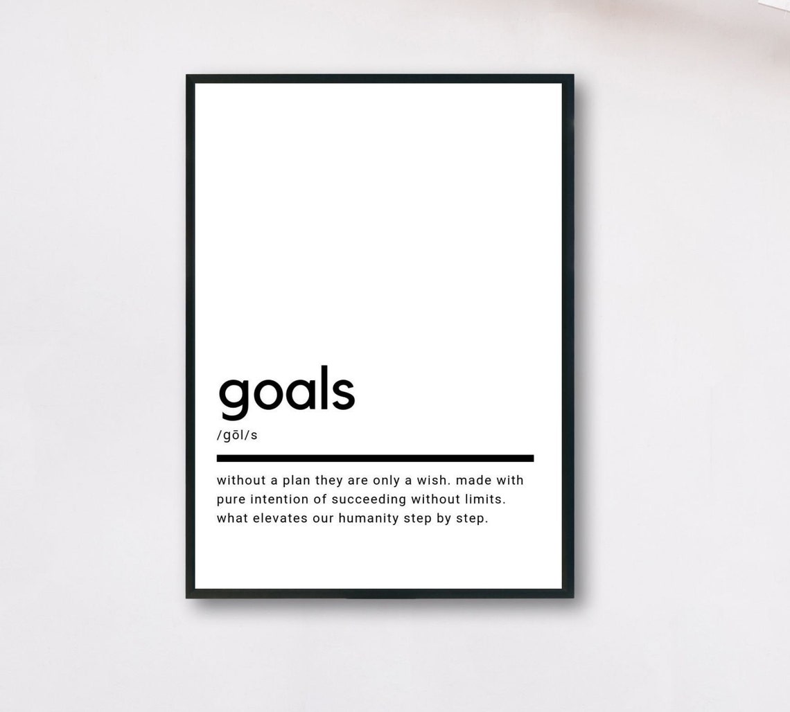 Goals Definition Minimalist Typography Motivational Quote Poster