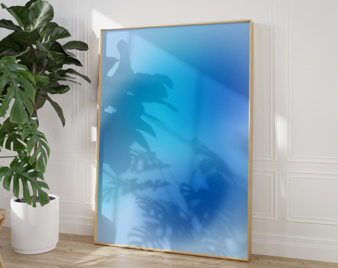 Blue Aura Gradient Minimalist Abstract Spiritual Energy Poster