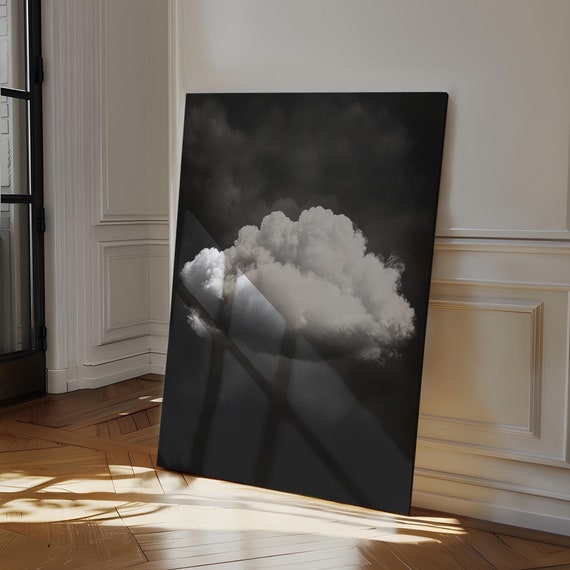 Minimalist Black And White Cloud Wall Art Print For Modern Home Decor
