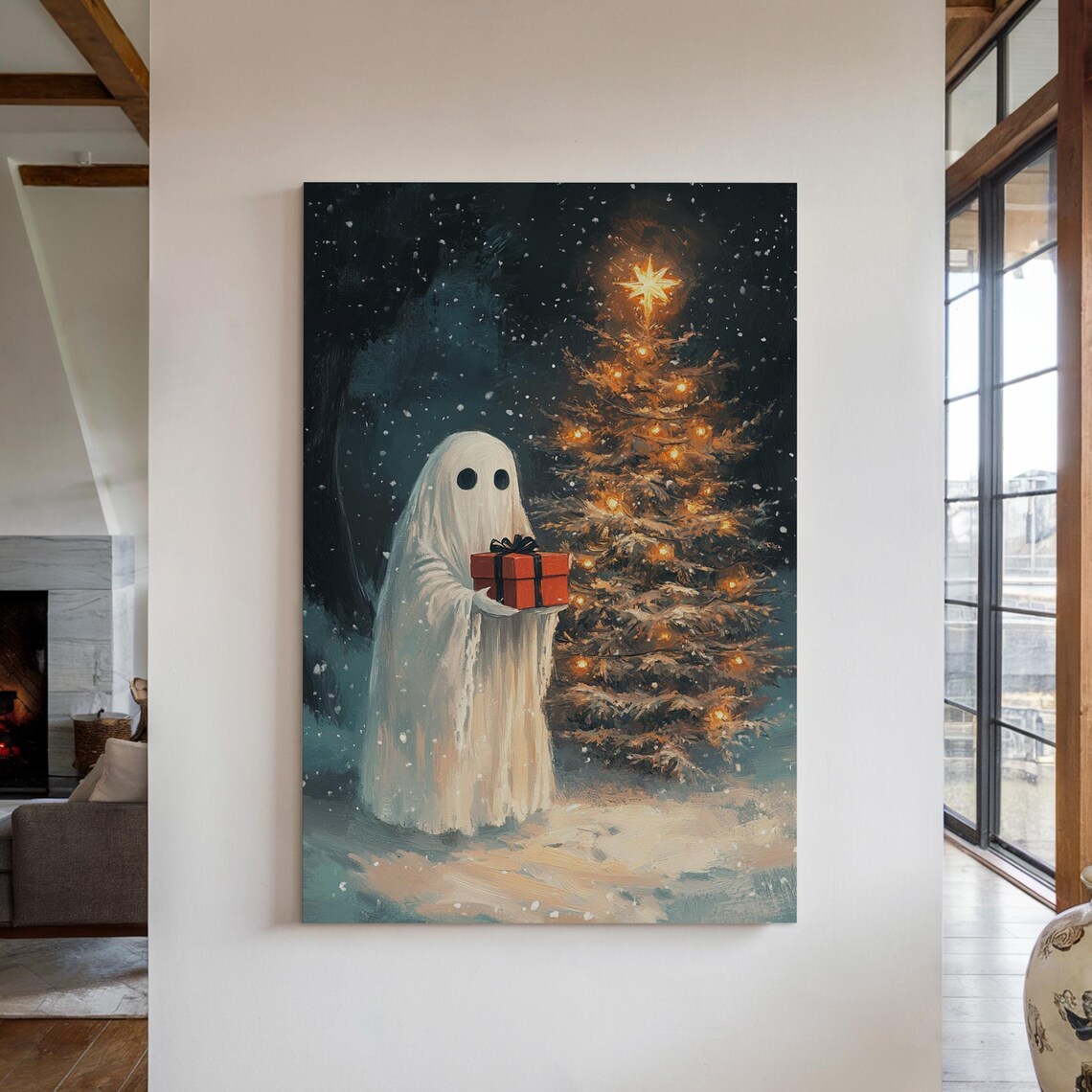 Ghostmas Cheer - Spooky Ghost With Gift, Christmas Tree - Image 5