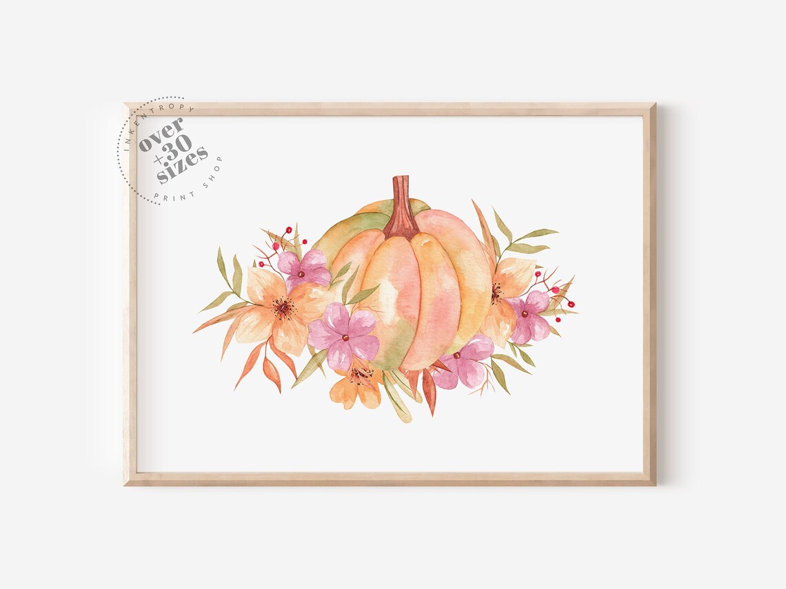 Pumpkin Rustic Fall Watercolour Painting