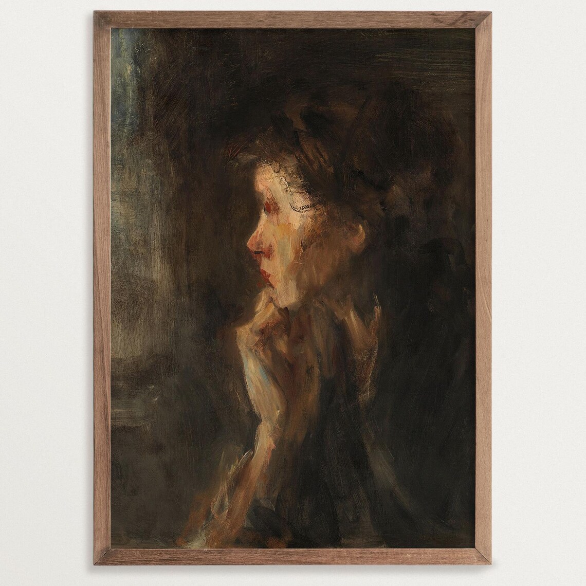 Moody Vintage Woman Portrait, Art Print
