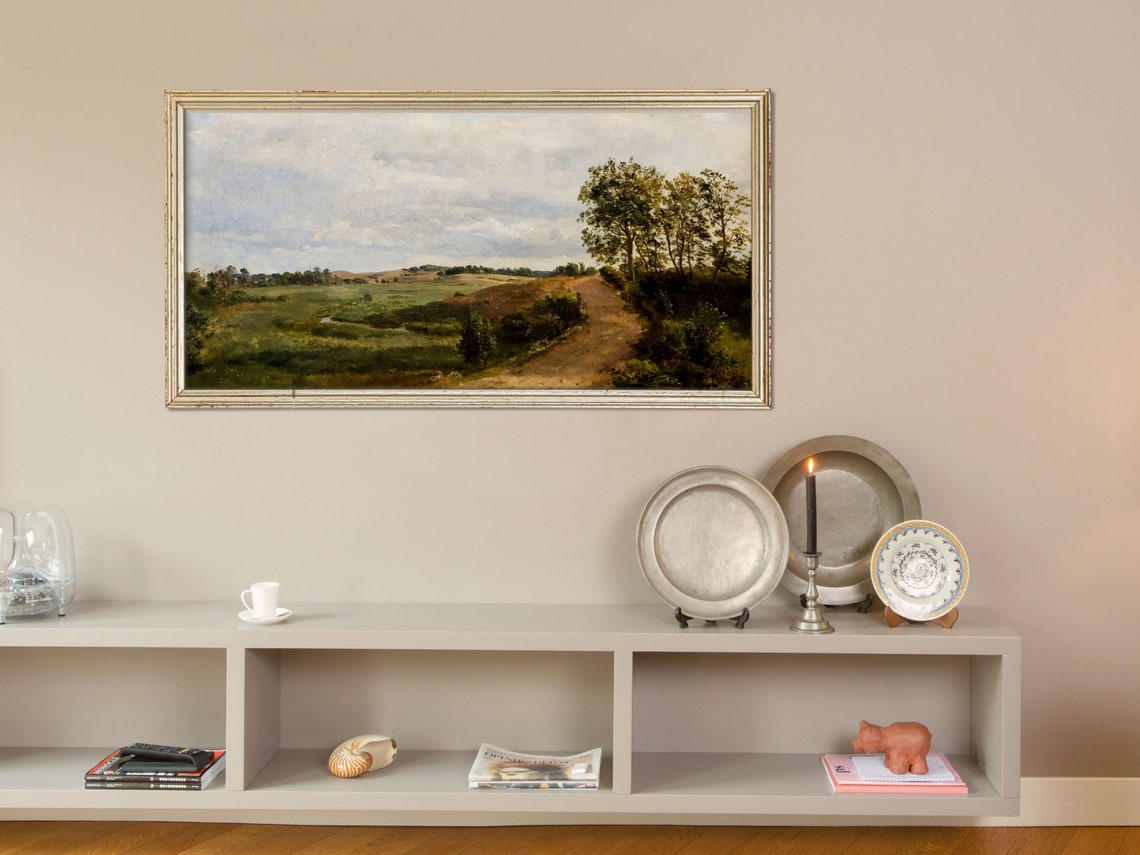 Antique Landscape Painting Print, Farmhouse Art - Image 2