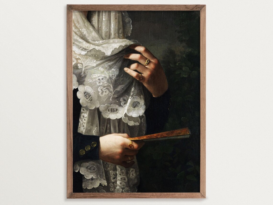 Victorian Lace Veil, Dark Academia Decor Art Print