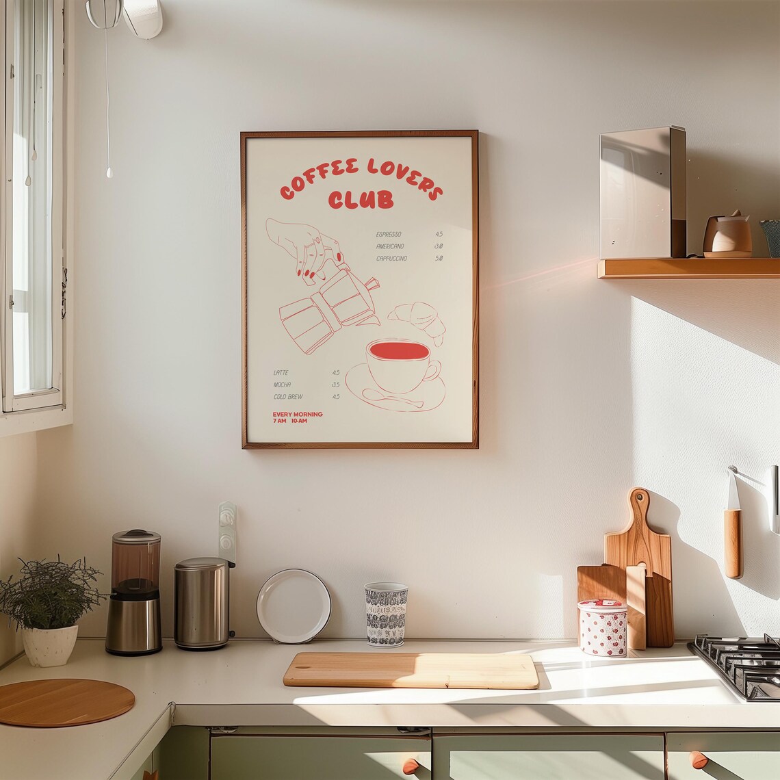 Coffee Lovers Club Print Hand Drawn Kitchen Print Coffee Lover Gift Kitchen Wall Prints Print Coffee Print - Image 2