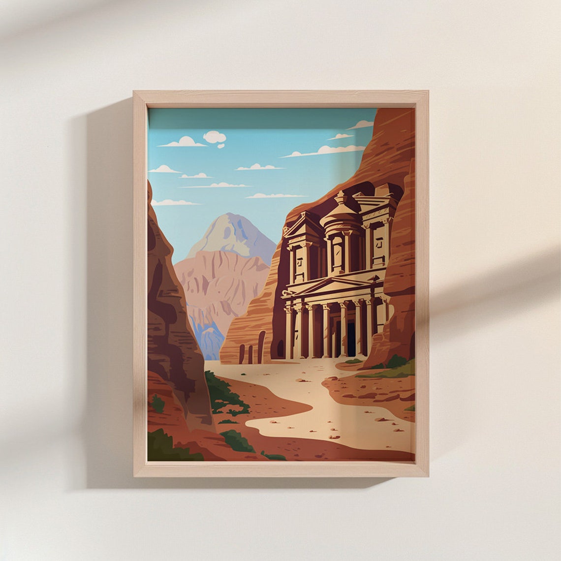 Petra Treasury Carved Into Red Rock Canyon Desert Landmark Poster