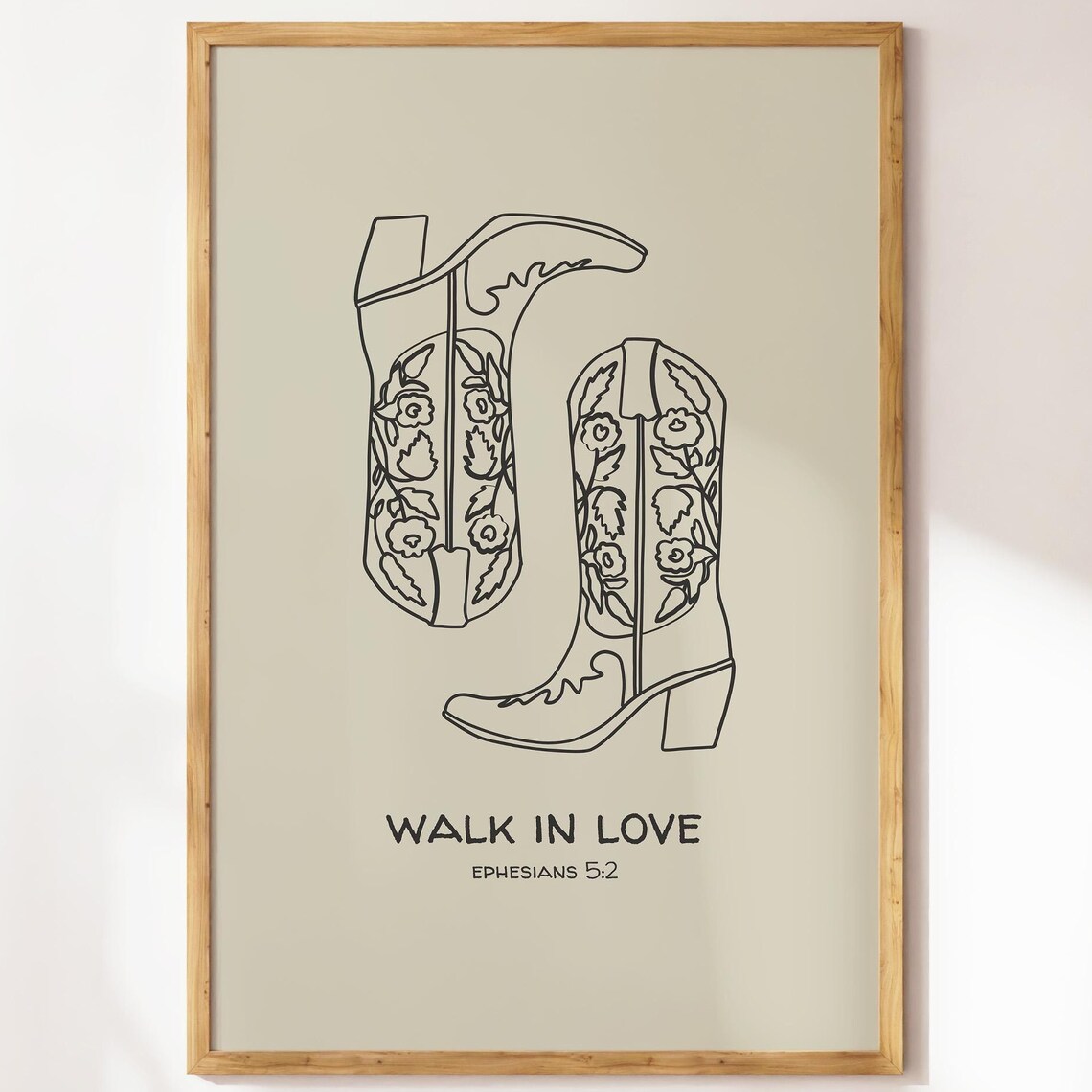 Walk In Love Western Christian Poster, Neutral Decor