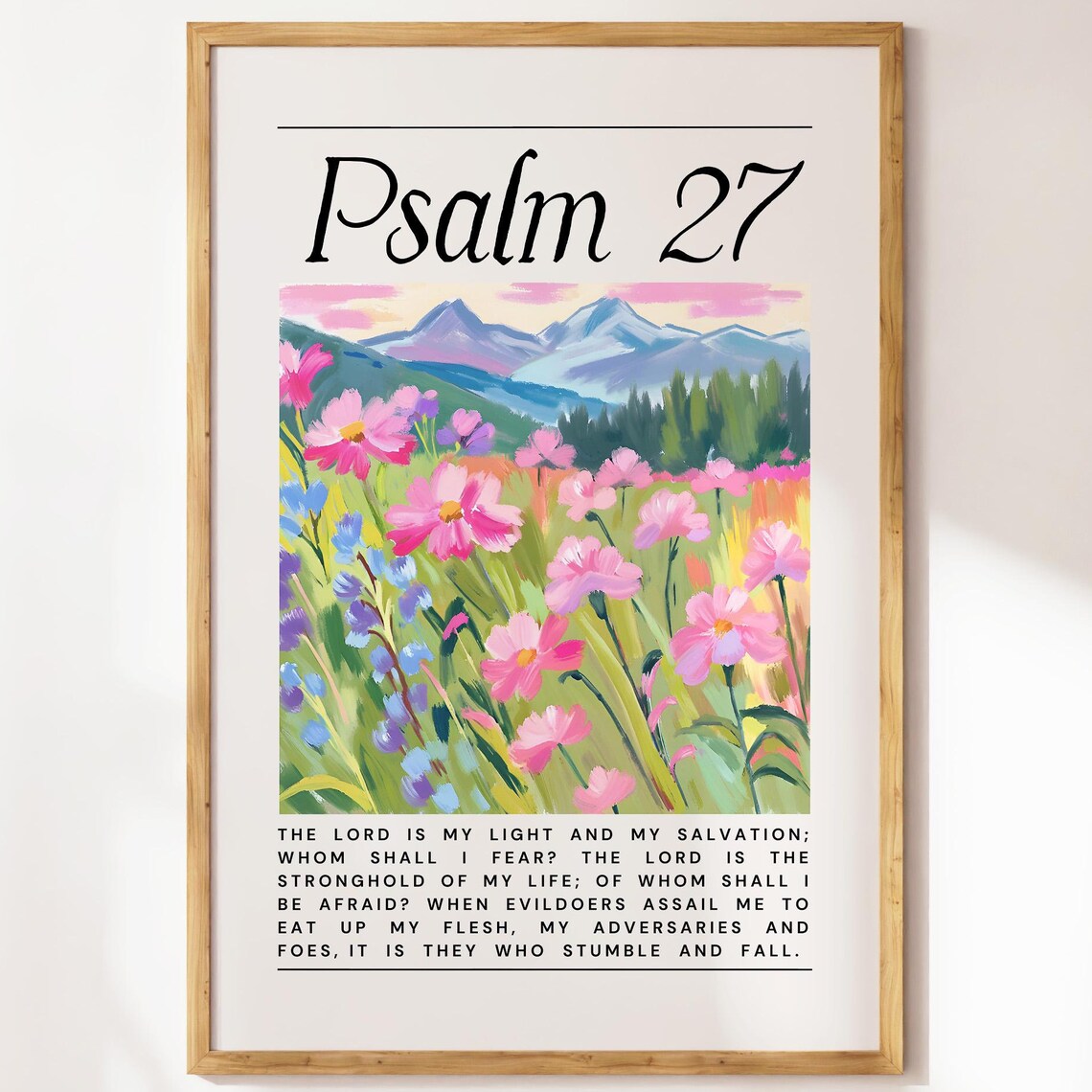 Psalm 27 Watercolor Flower Painting Bible Verse Art