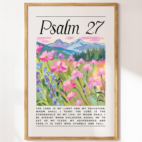 Psalm 27 Watercolor Flower Painting Bible Verse Art