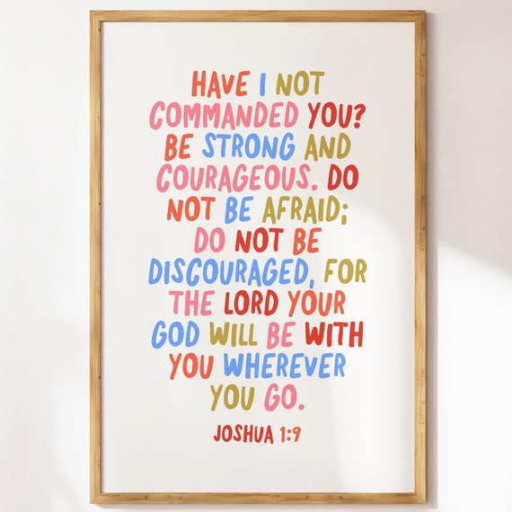Joshua 19 Christian Wall Art Colorful Christian Print Wall Art Bible Verse Wall Art Dorm Room Decor Minimalist Quote Print